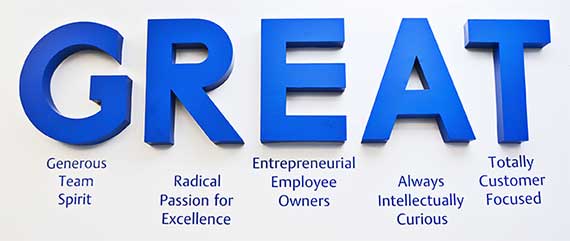 Our core values center on the concept of GREAT. 