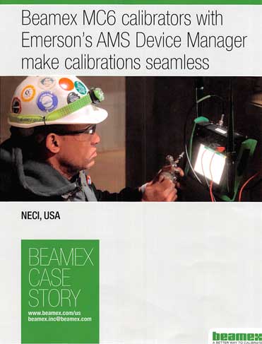 NECI Uses Beamex MC6 calibrators with Emerson's AMS Device Manager